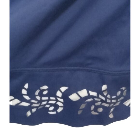 Denim & Co. Blue Ruching Swimdress Laser-Cut Hem Adjustable Straps Size 18W - Picture 5 of 9